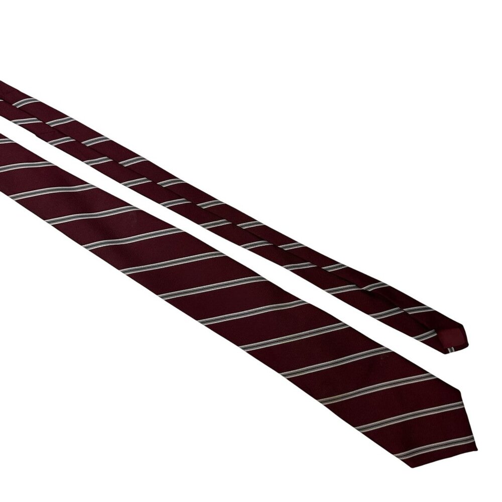 Ketch Burgundy & Silver Striped Tie
